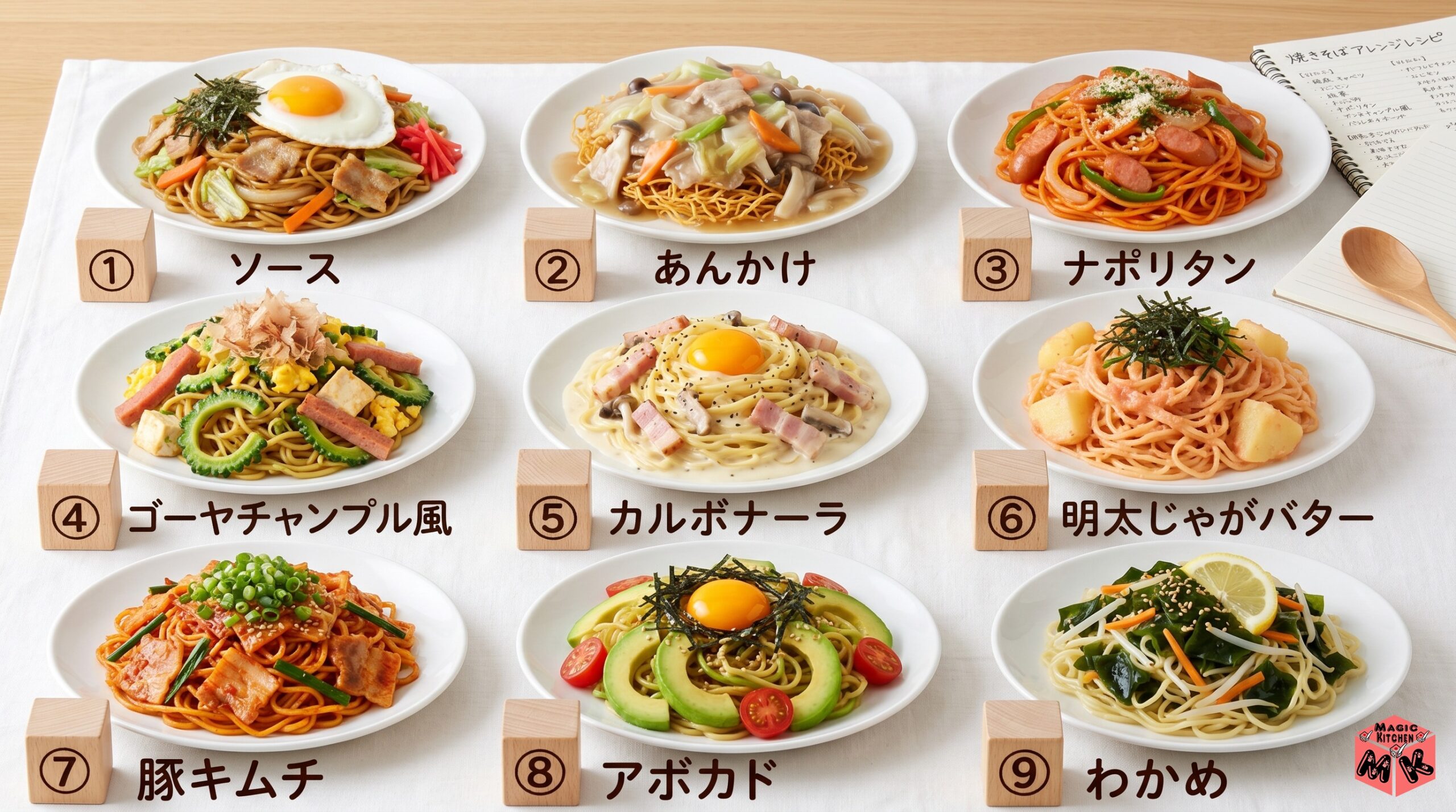 焼きそばの組み合わせアレンジ9種