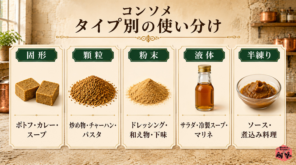 コンソメ タイプ別使い分け