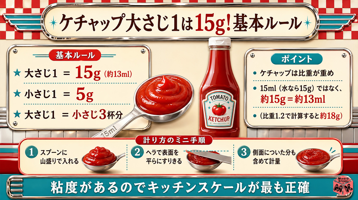 ケチャップ大さじ1 基本15g・計り方