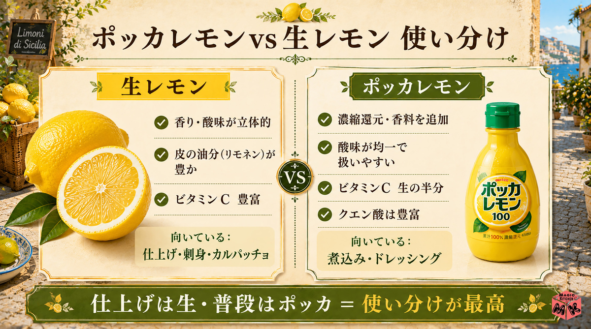ポッカvs生レモンの違い