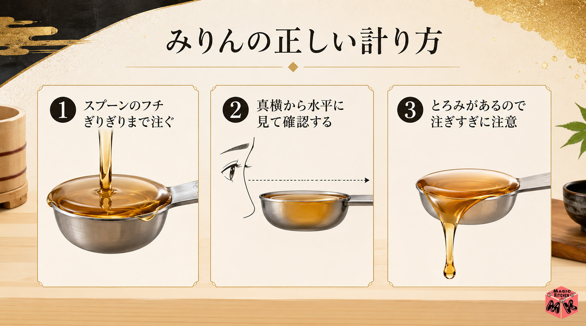 みりんの正しい計り方 3手順