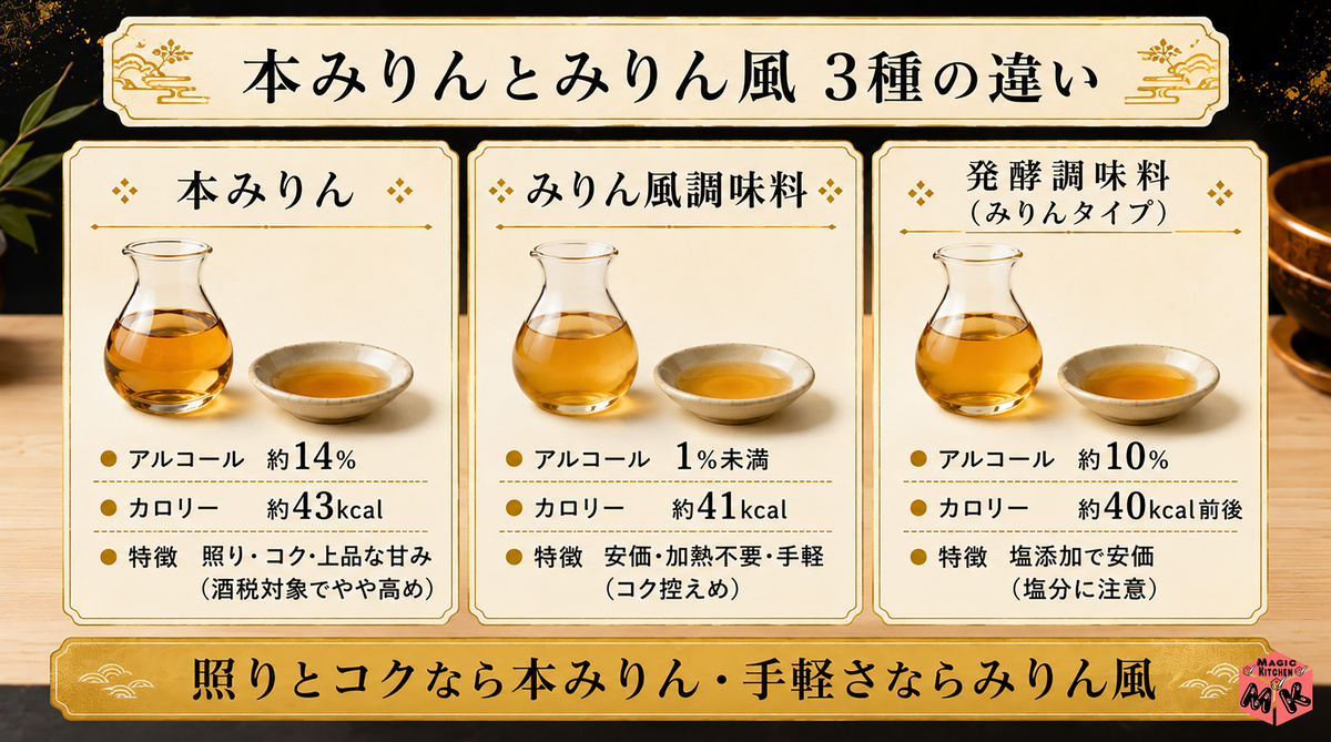 本みりんとみりん風の違い 3種