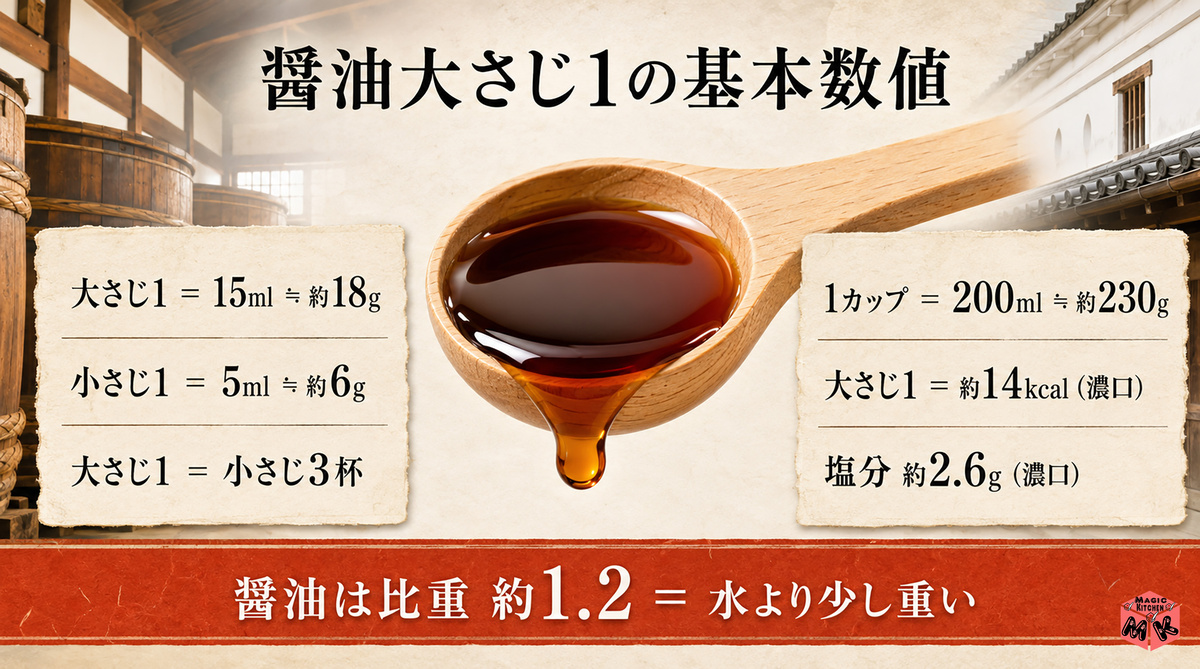 醤油大さじ1 基本数値・換算早見表
