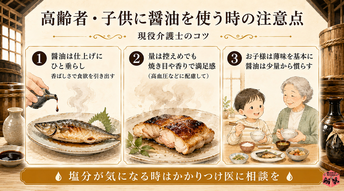 高齢者・子供に醤油を使う時の注意点
