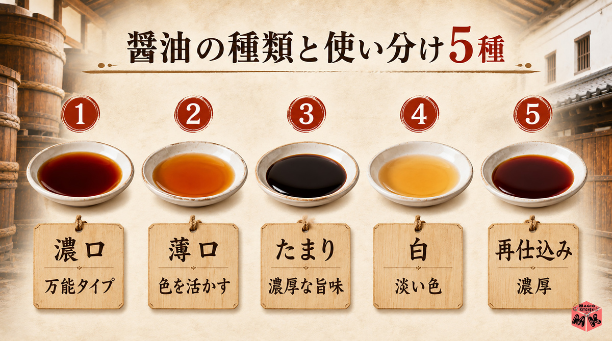 醤油の種類と使い分け 5種