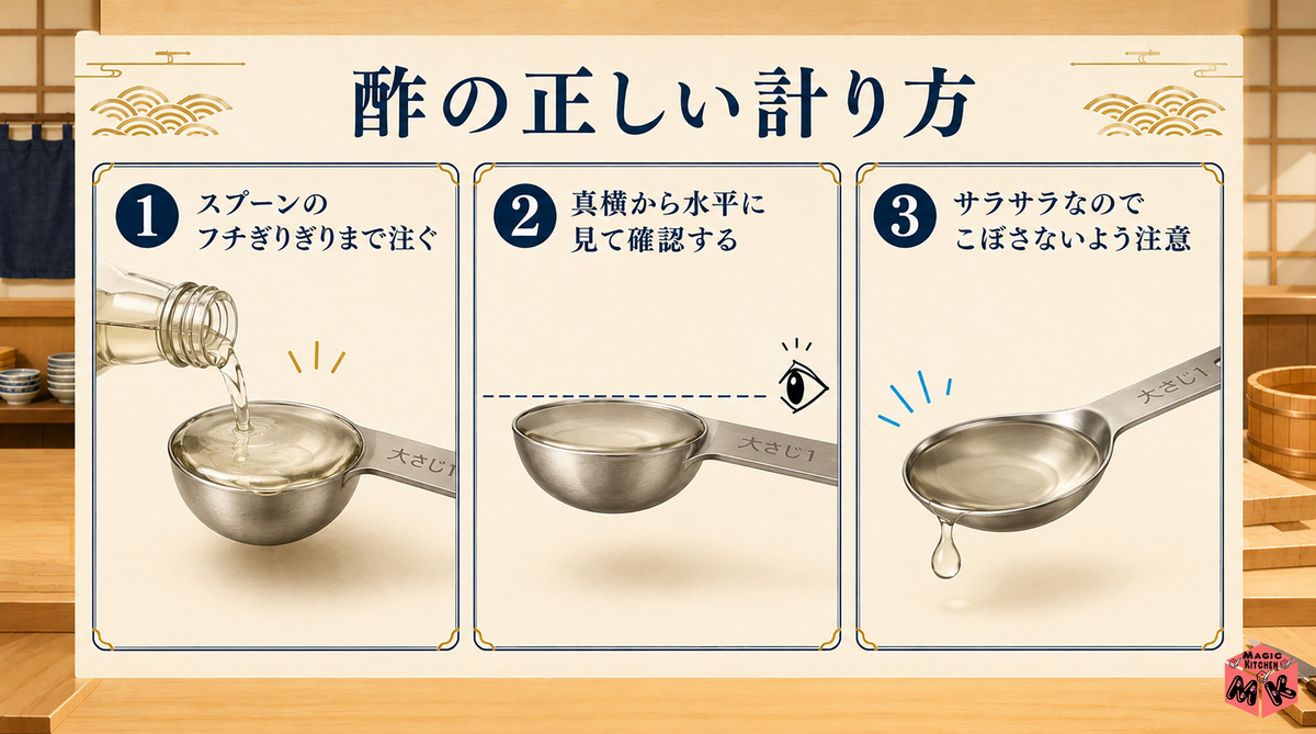酢の正しい計り方 3手順