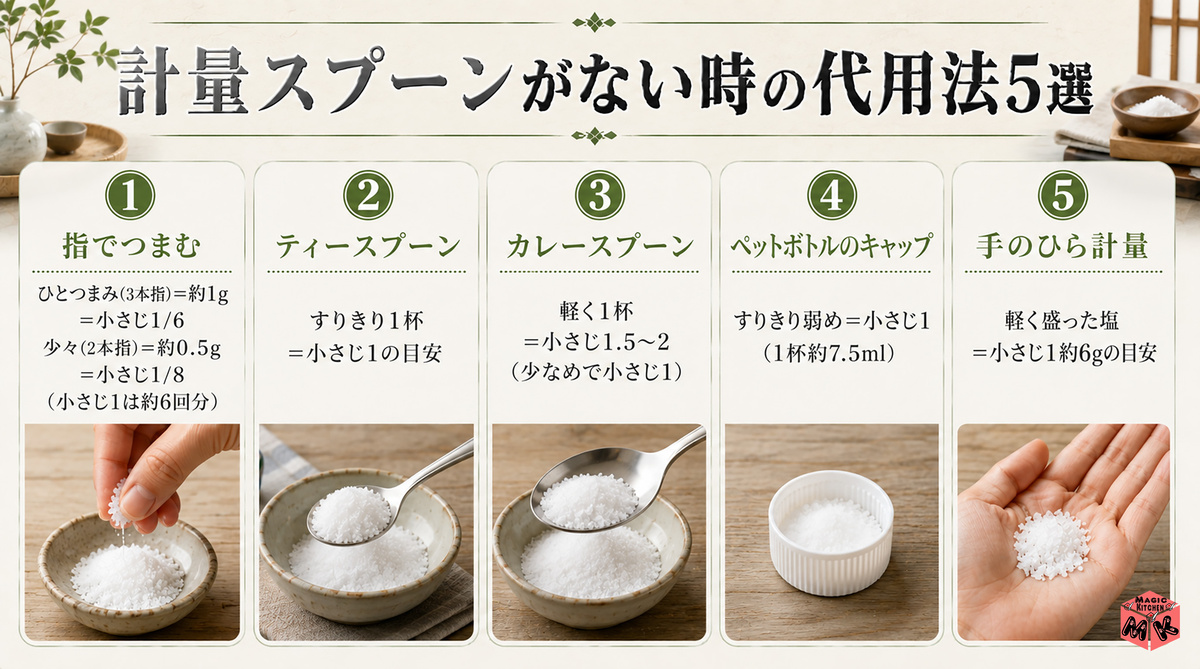 塩小さじ1 計量代用法5選