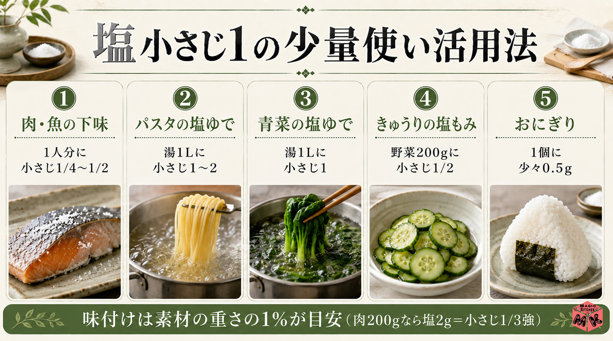 塩小さじ1 少量使い活用法