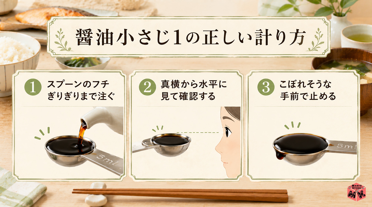 醤油小さじ1の正しい計り方 3手順