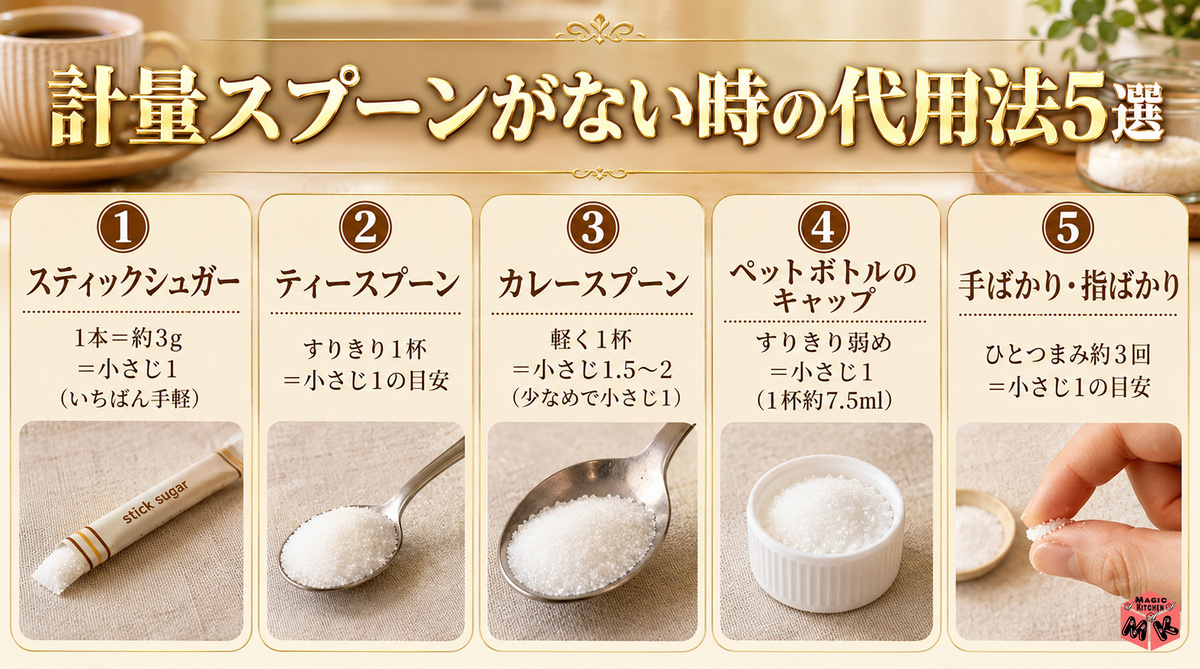 砂糖小さじ1 計量代用法5選