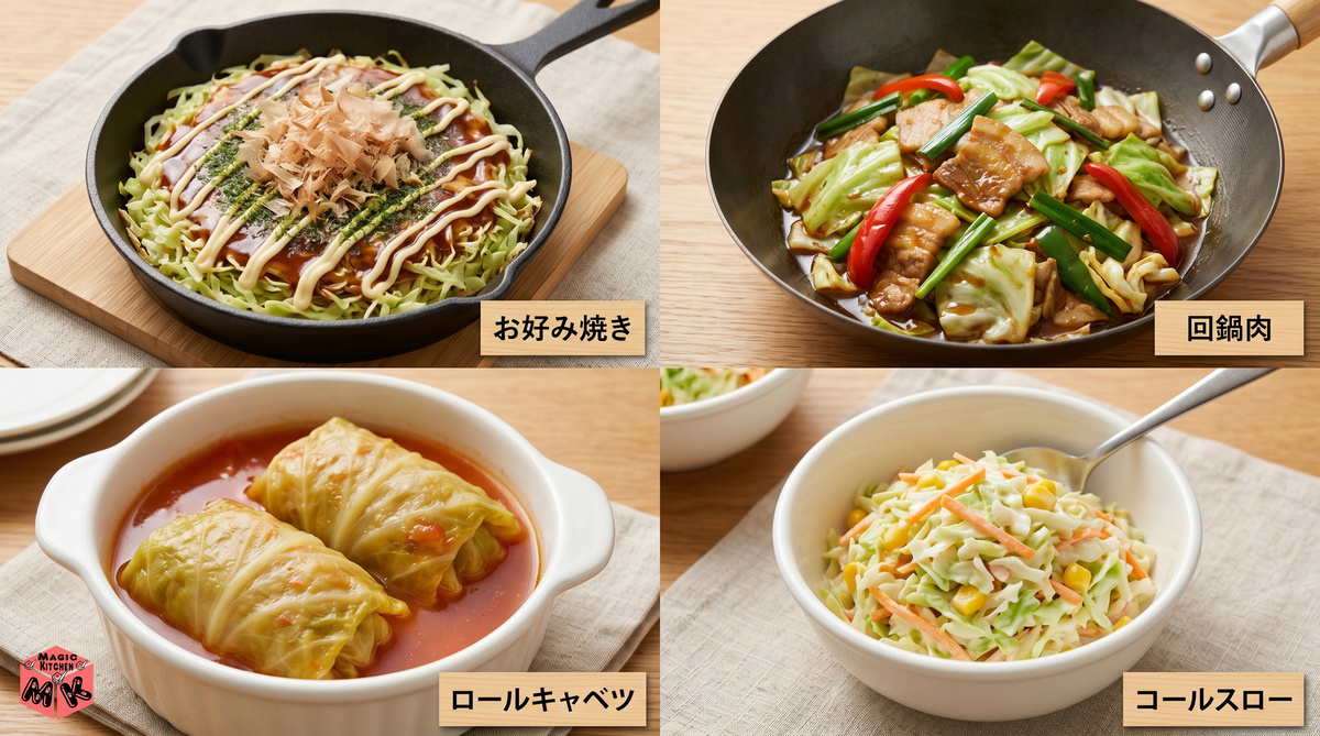 キャベツ料理コラージュ