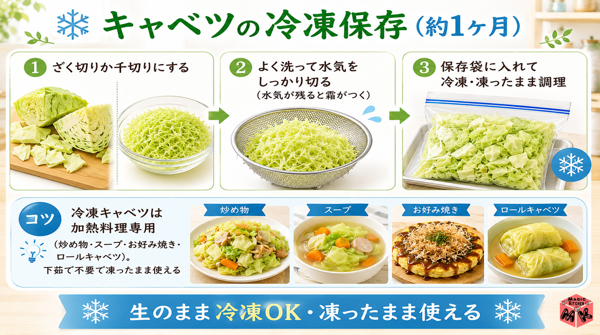 キャベツ冷凍保存のコツ