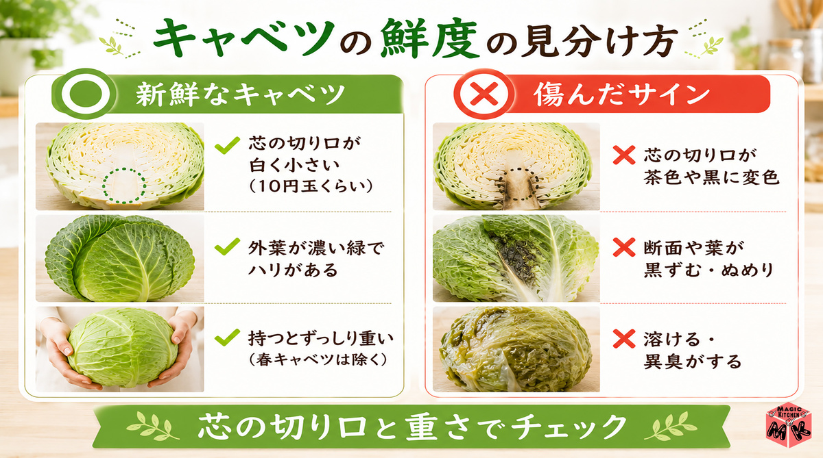 キャベツ鮮度の見分け方