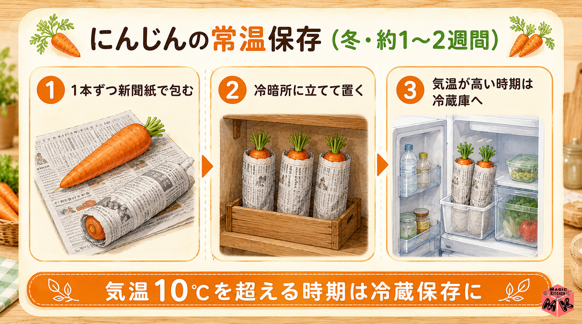 にんじん 常温保存3ステップ