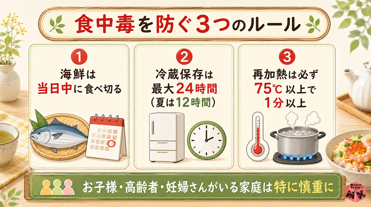 食中毒を防ぐ3つのルール