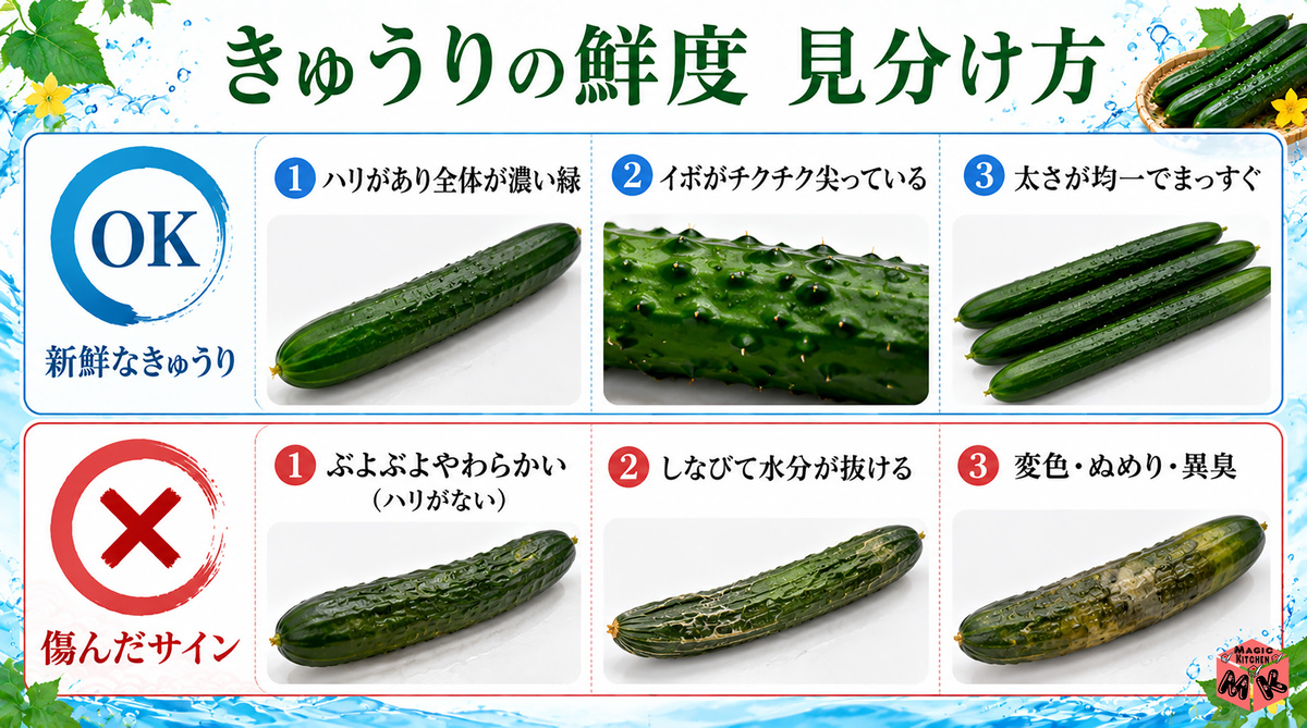 きゅうりの鮮度の見分け方