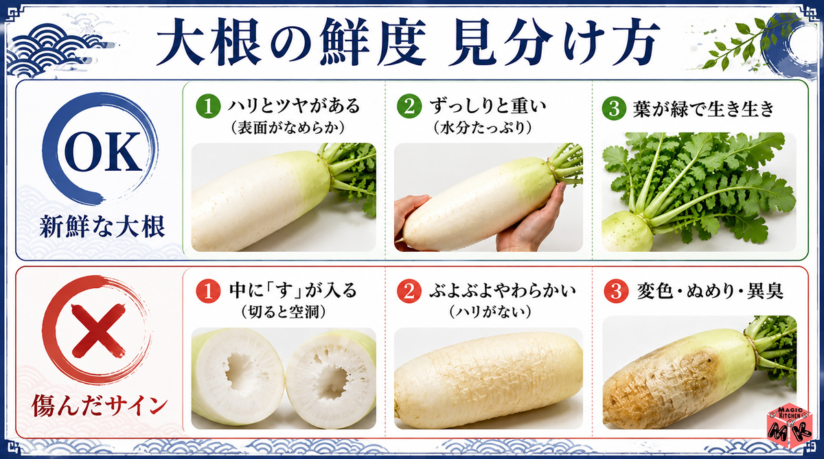 大根の鮮度の見分け方