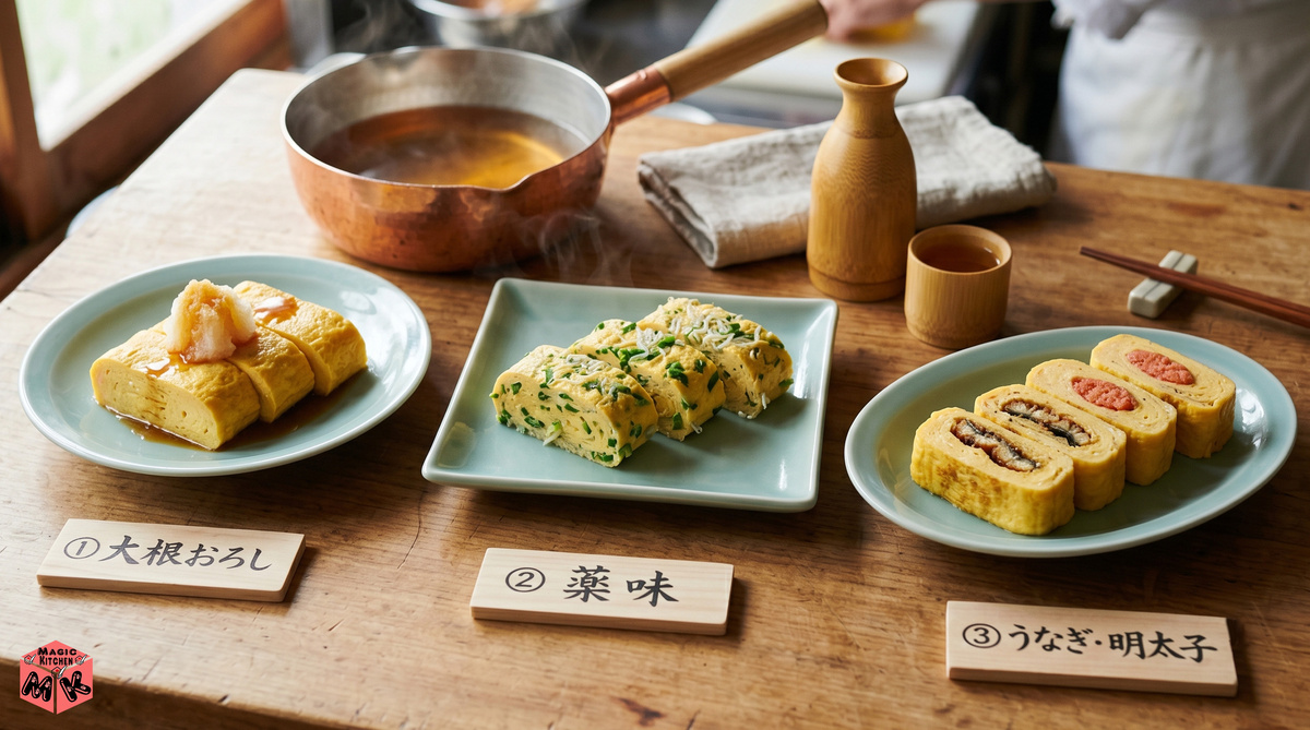 だし巻き卵 アレンジ3種コラージュ