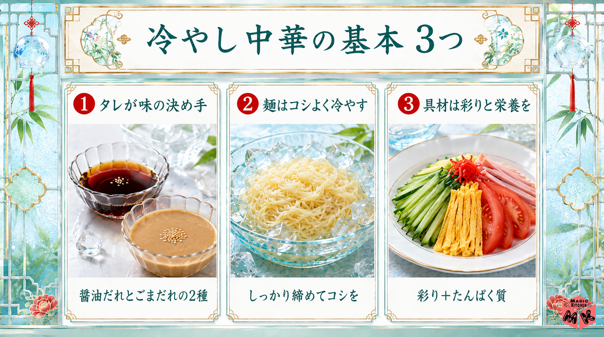 冷やし中華 基本3要素図解