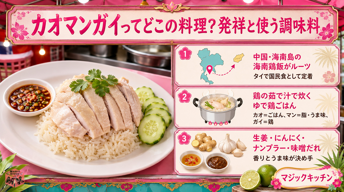 カオマンガイってどこの料理?発祥と使う調味料