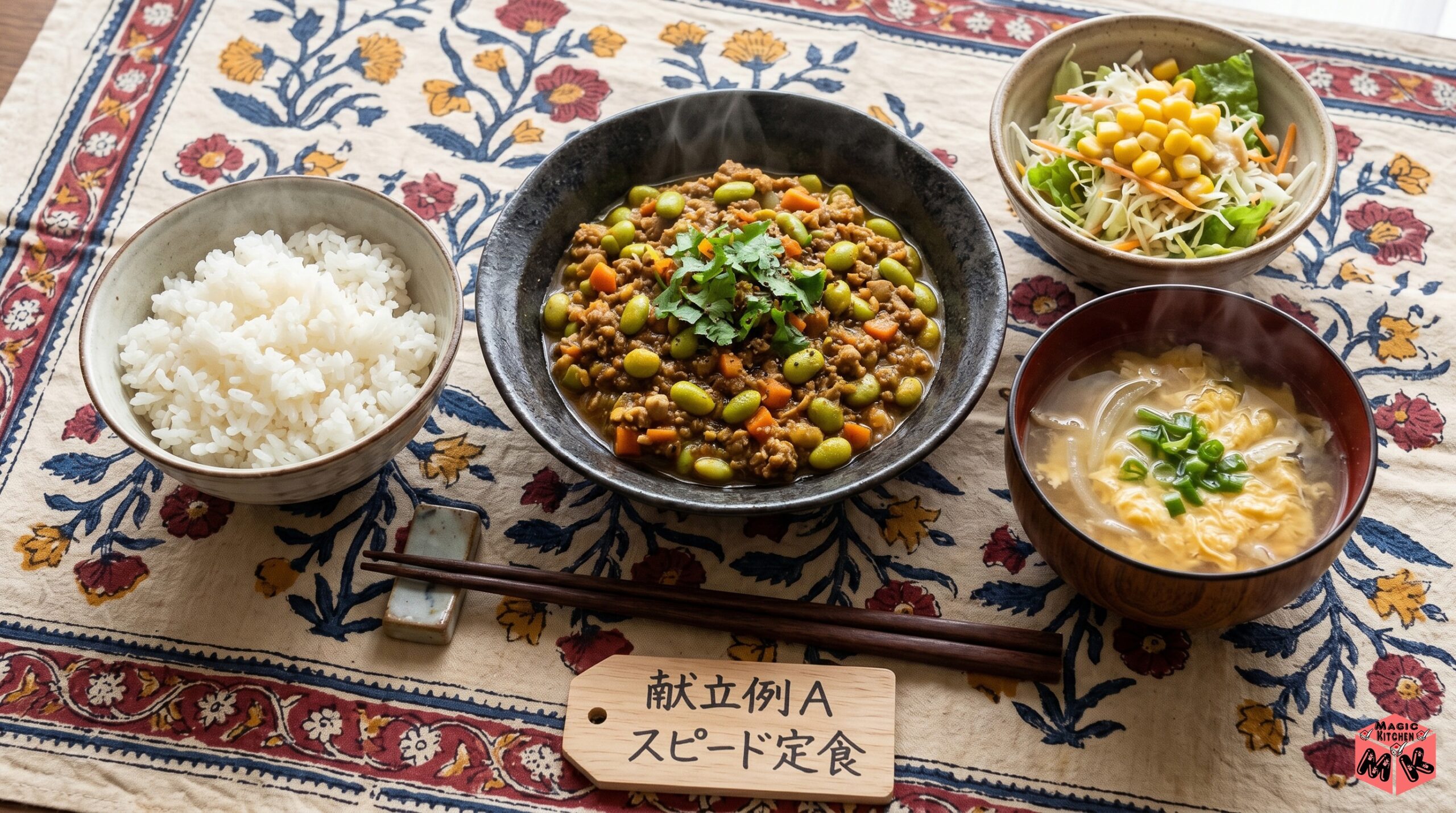 キーマカレー 献立A あるもので作るスピード定食