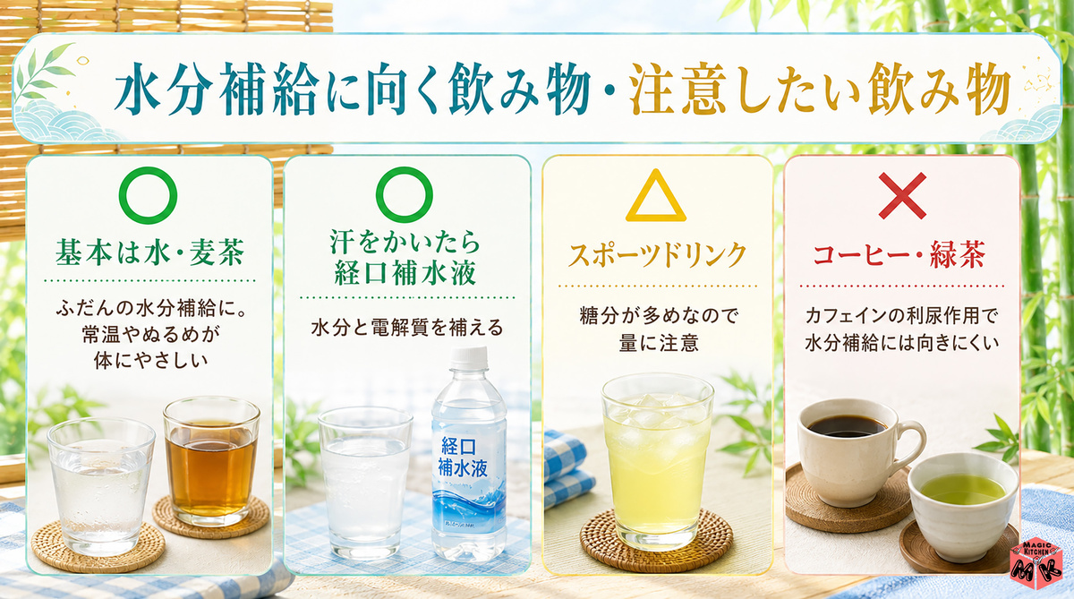 飲み物の選び方 ○&times;早見表