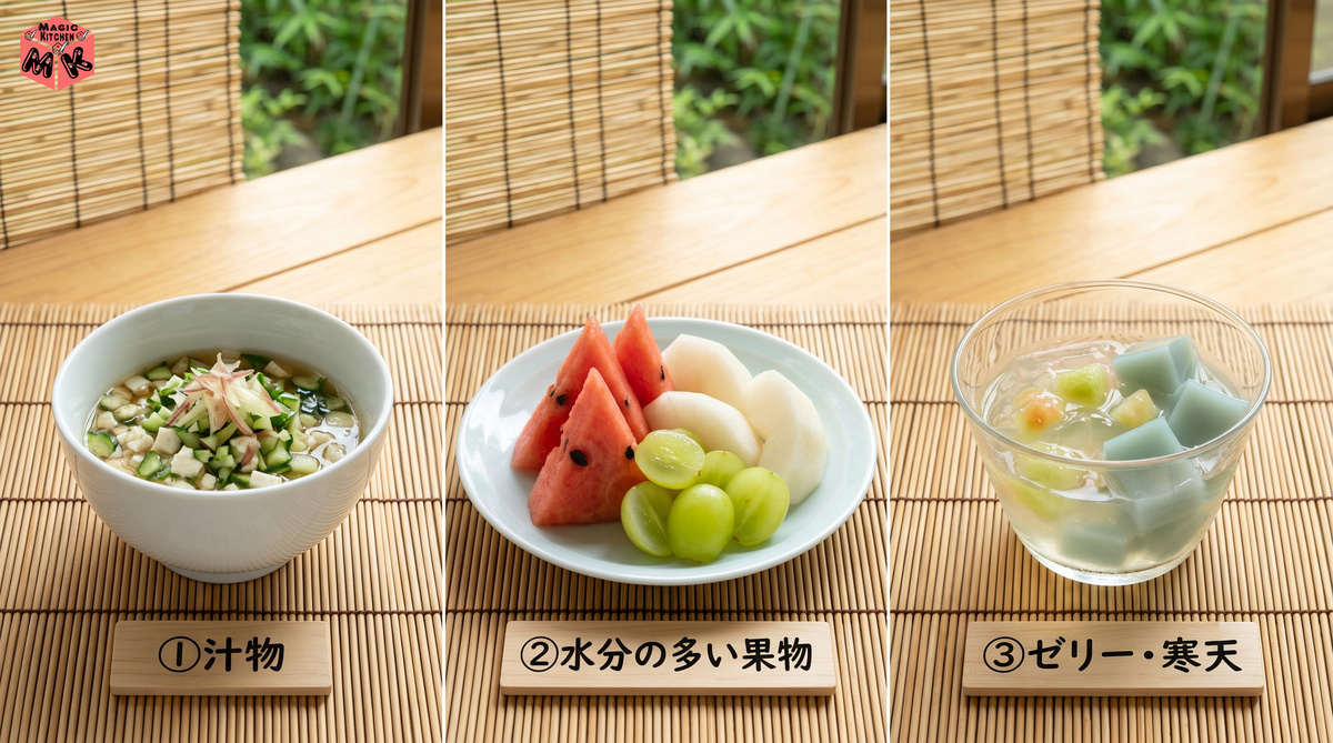 食事から水分 コラージュ