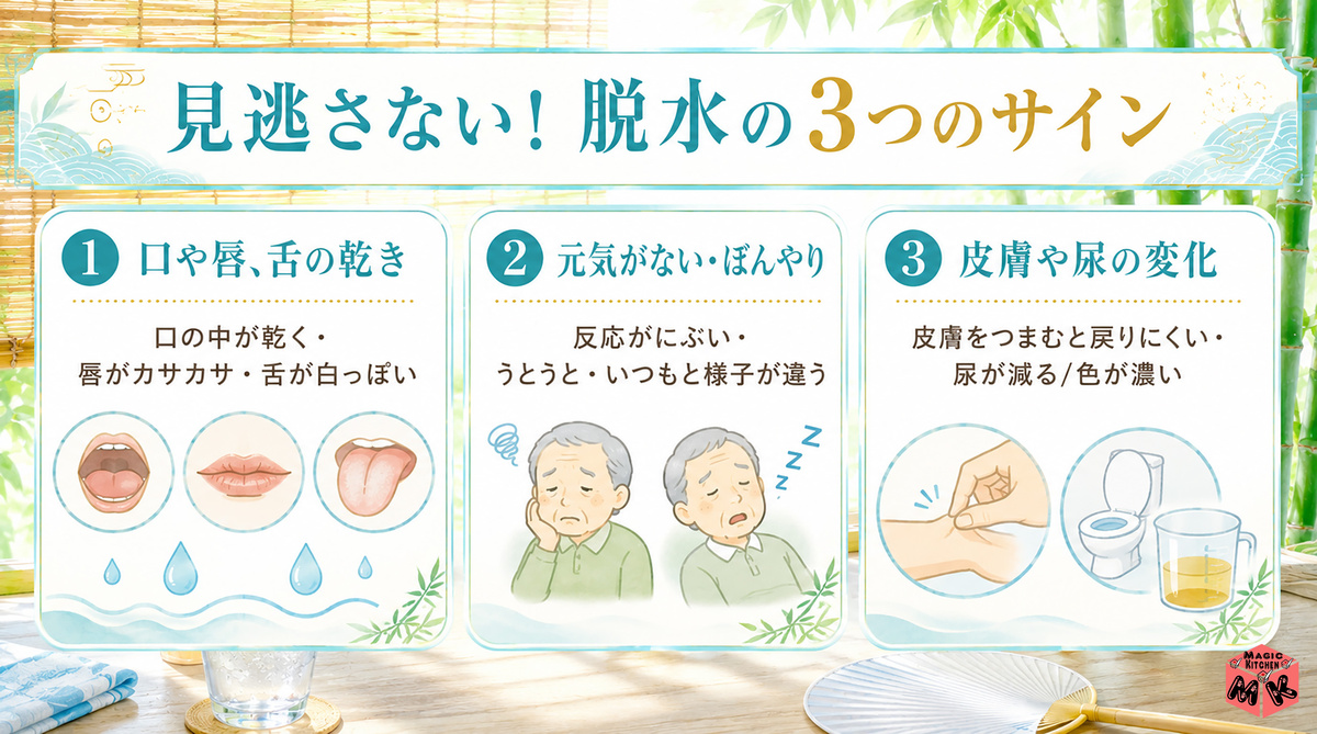 脱水のサイン 3つ図解