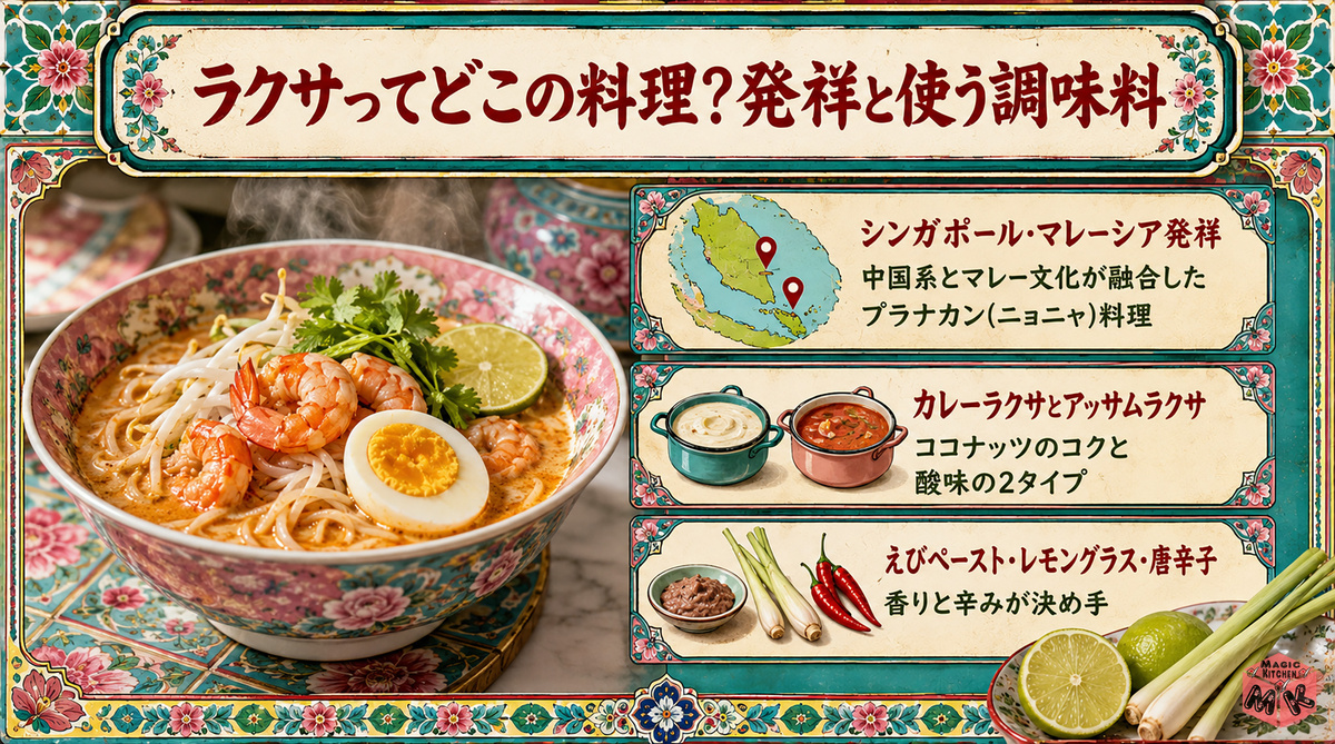 ラクサってどこの料理?発祥と使う調味料