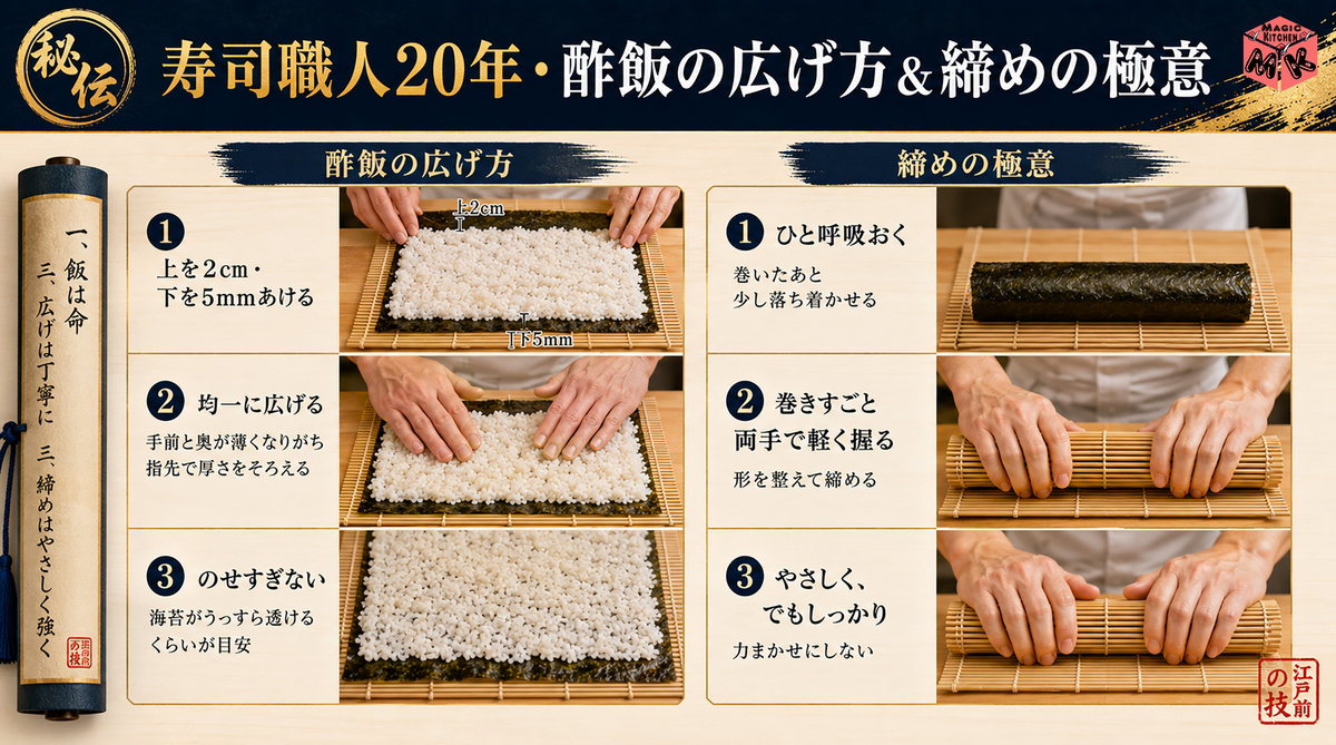 酢飯の広げ方＆締めの極意