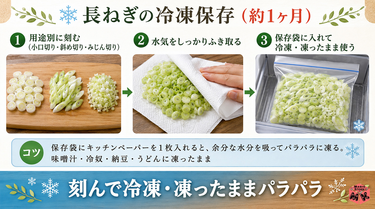 長ねぎ 冷凍保存・刻んで薬味