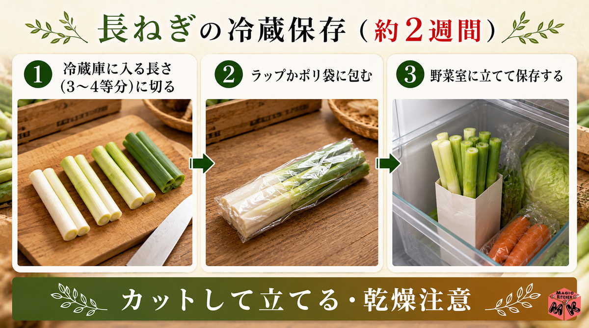 長ねぎ 冷蔵保存・立てる