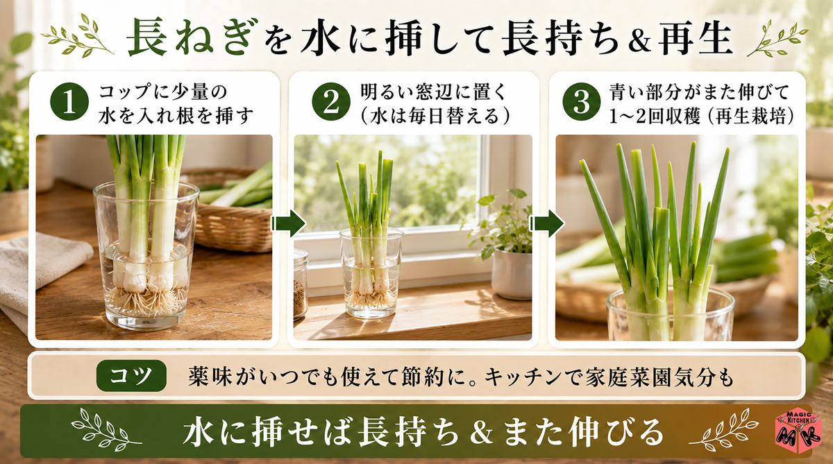 根付きねぎ 水に挿して長持ち&再生