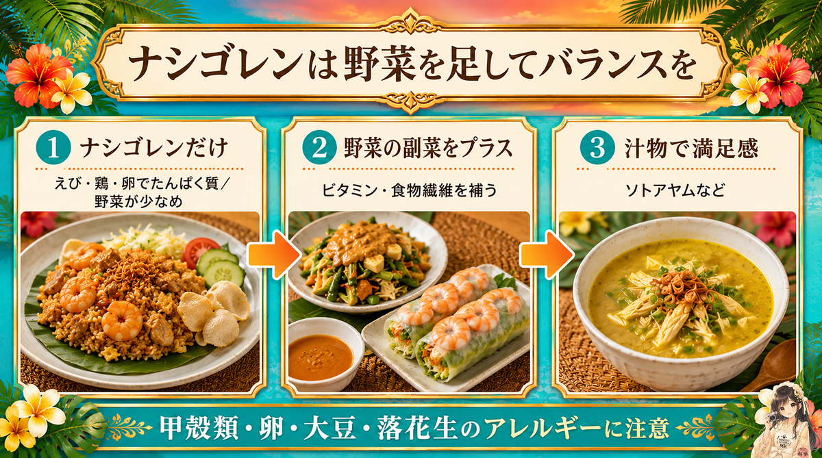 ナシゴレン献立の栄養バランス