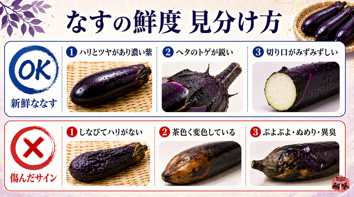 なすの鮮度の見分け方
