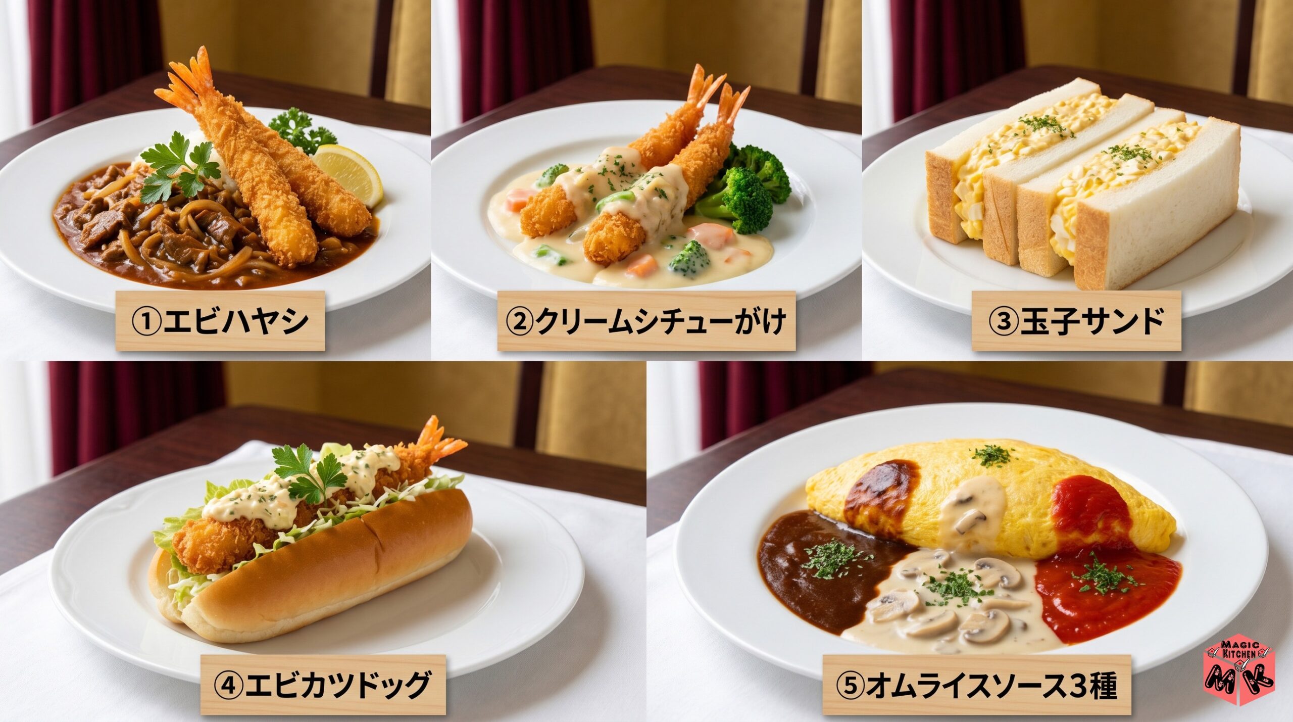 オムライス＆エビフライのワンプレート・アレンジ5選
