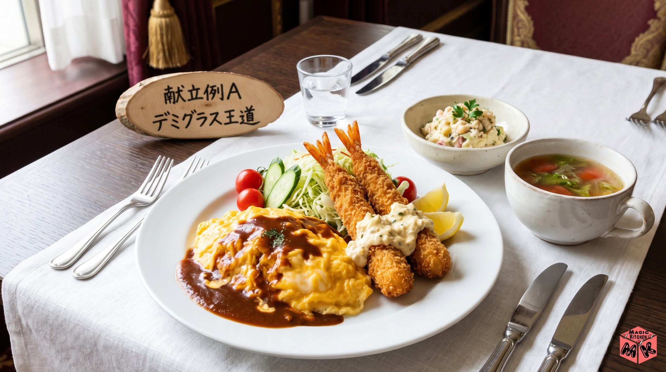 オムライス＆エビフライ 献立A デミグラスの王道ワンプレート