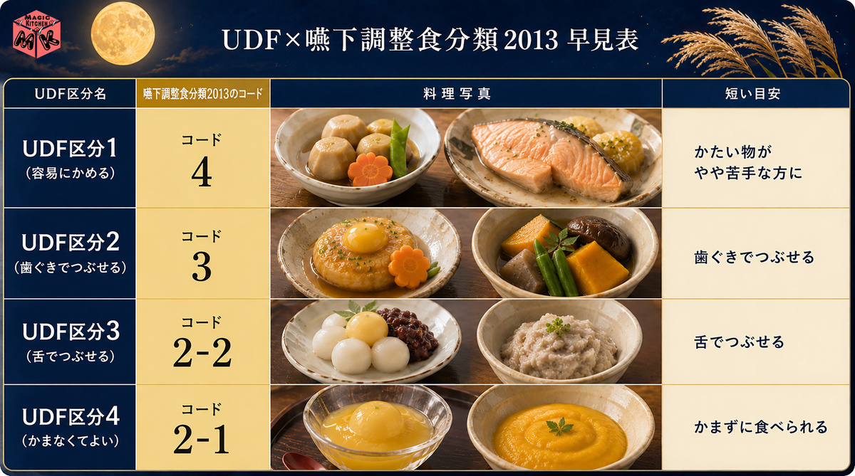 UDF&times;嚥下調整食分類2013 早見表