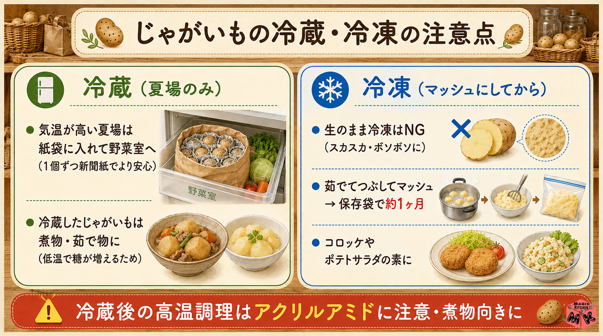 じゃがいも 冷蔵・冷凍保存の注意点
