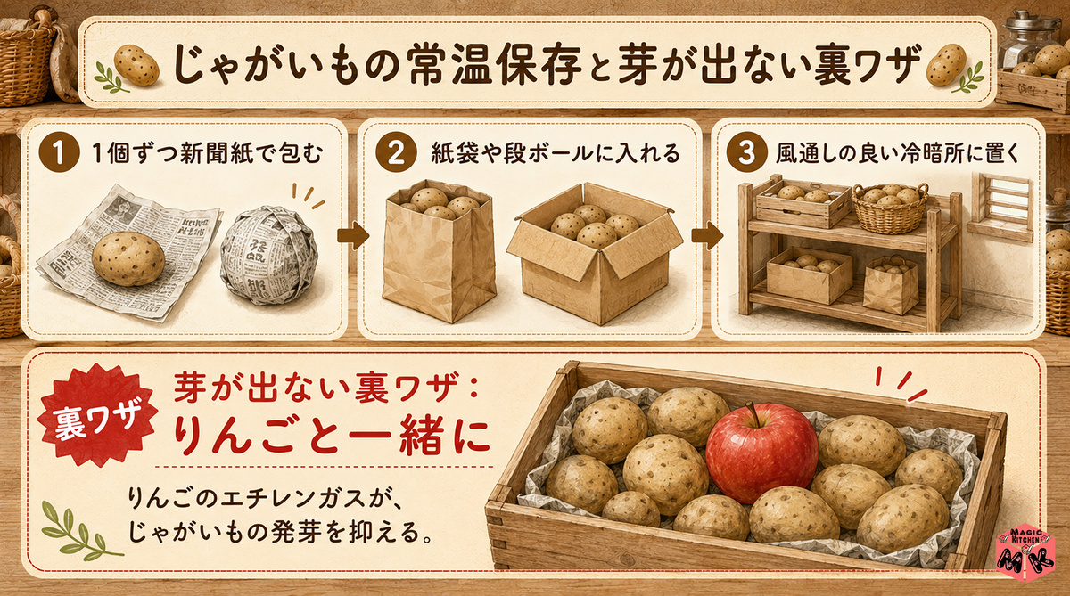 じゃがいも 常温保存・りんご裏ワザ