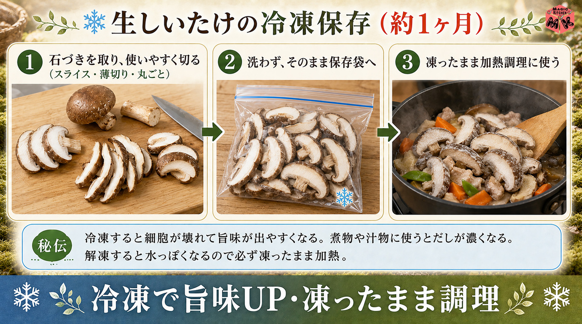 生しいたけ 冷凍保存・うま味UP