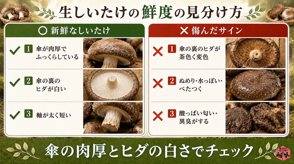 生しいたけ 鮮度の見分け方