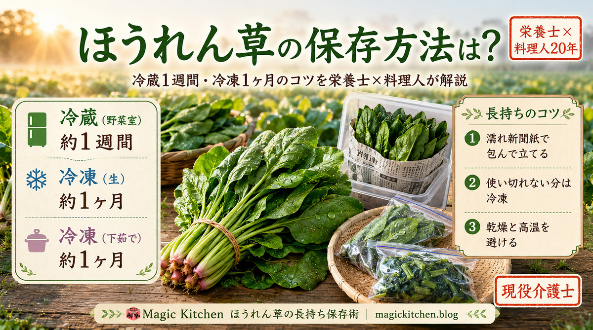 ほうれん草の保存方法 アイキャッチ