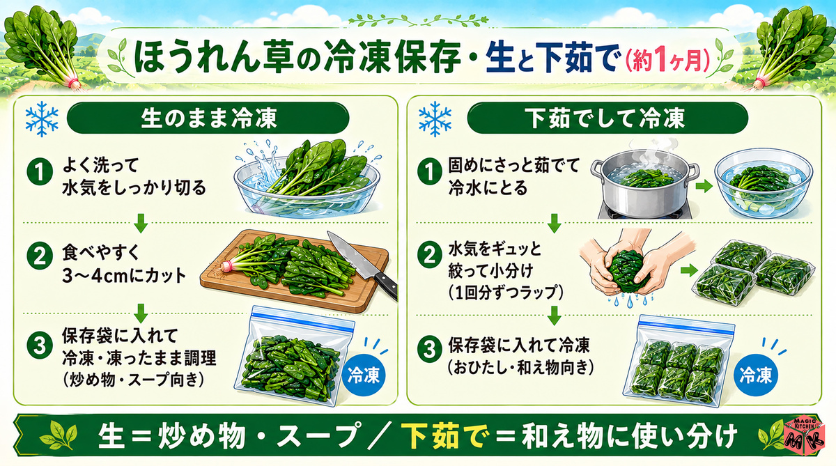 ほうれん草 冷凍保存