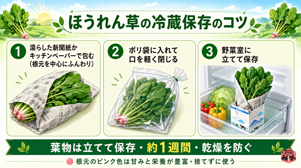 ほうれん草 冷蔵保存
