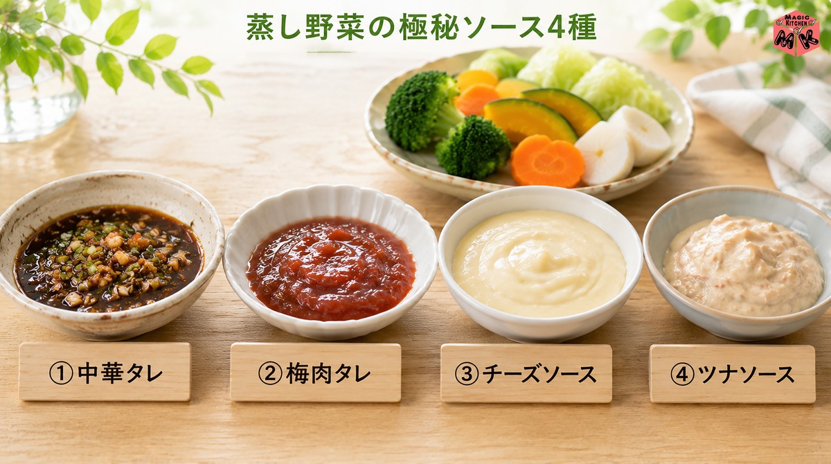蒸し野菜に合う極秘ソース4種