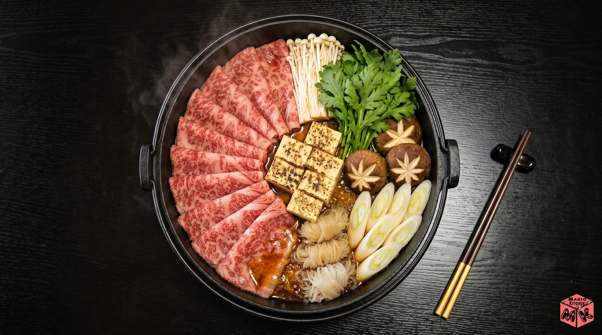 すき焼き 鍋への並べ方・美しい盛り付け