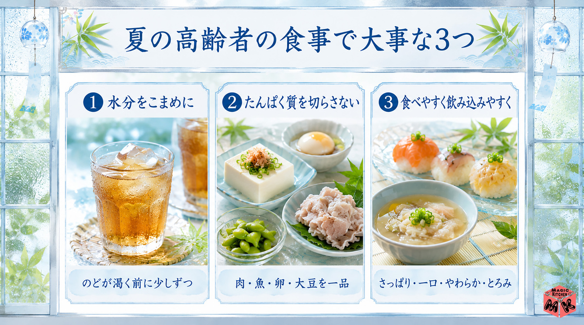 夏の介護食 大事な3つ図解