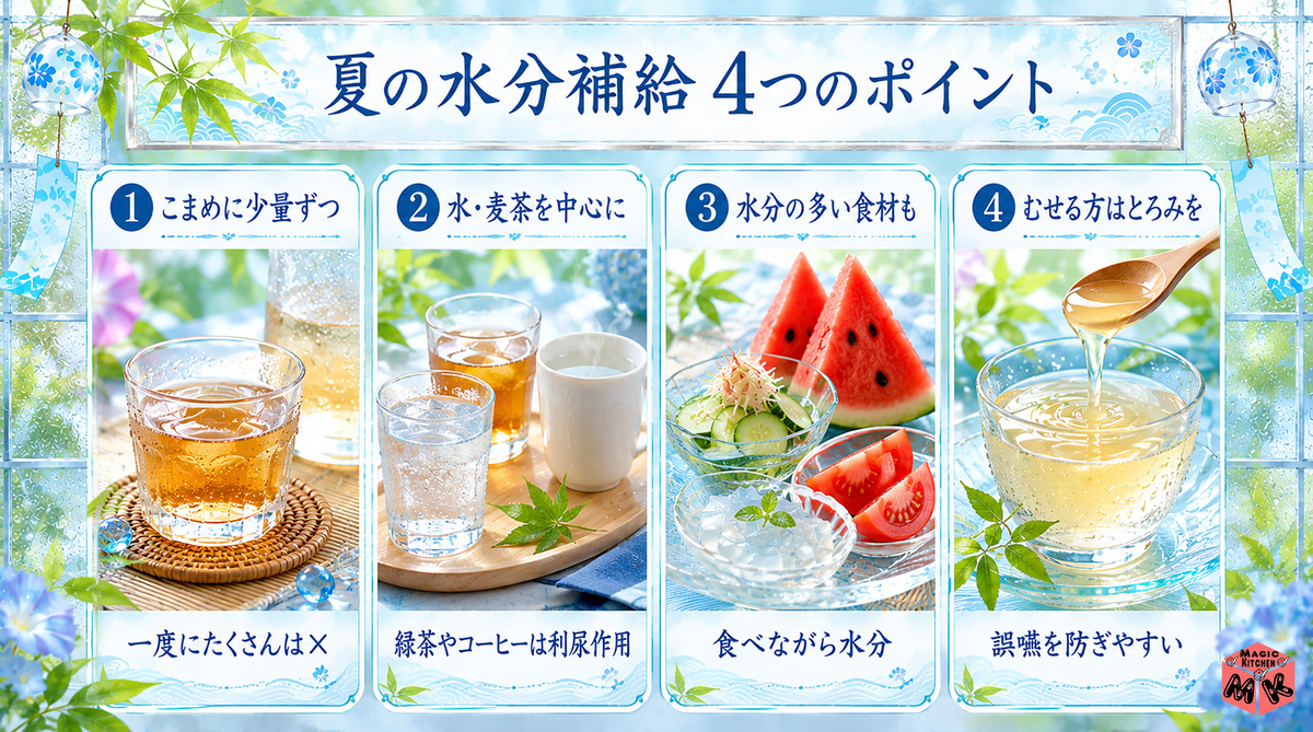夏の介護食 水分補給図解