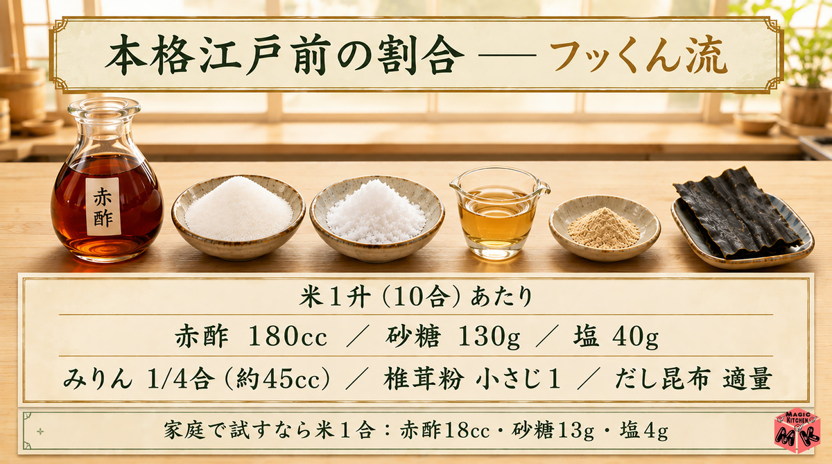 寿司シャリ 合わせ酢・本格江戸前の割合